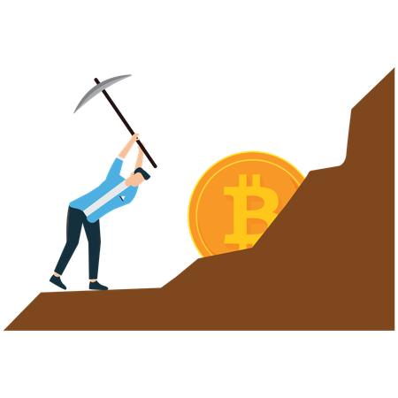 Processus d'extraction de Bitcoin – Extraction d'or numérique  Illustration