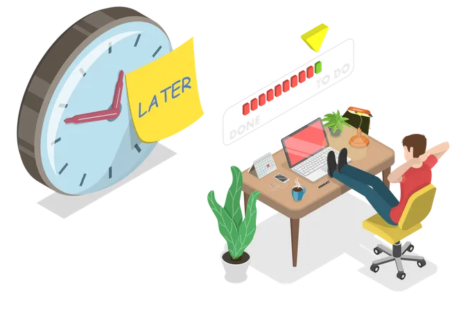 Procrastinação no Trabalho  Ilustração