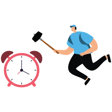 Procrastination postponement to get things done later  Illustration
