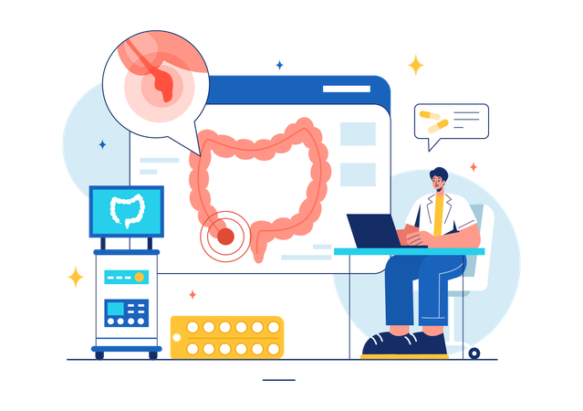 Proctologist specialist explaining lactobacillus  Illustration