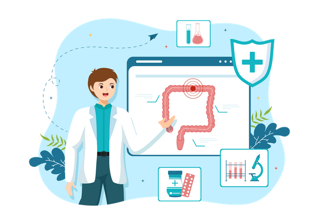 Proctologist specialist explaining lactobacillus  Illustration