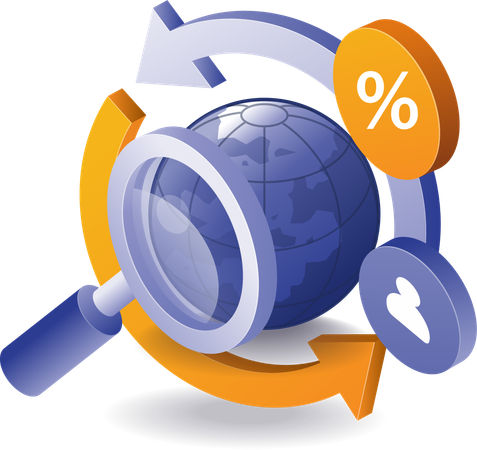 Procurando informações sobre negócios mundiais  Illustration