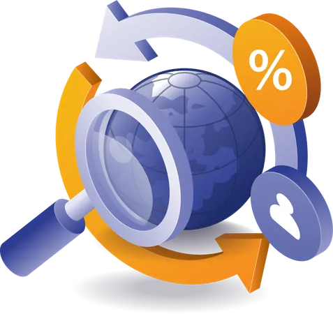 Procurando informações sobre negócios mundiais  Illustration