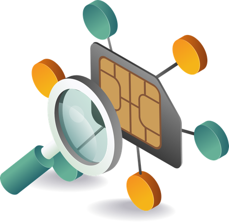 Procurando uma rede de cartão com chip para smartphone  Ilustração