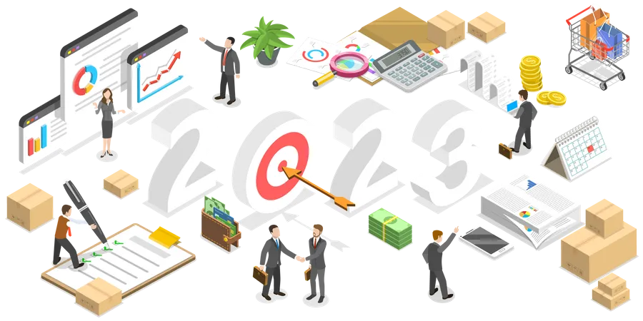 3 D Isometric Flat Vector Conceptual Illustration Of Procurement Planning In New Year 2023 Inventory Management And Logistics Illustration