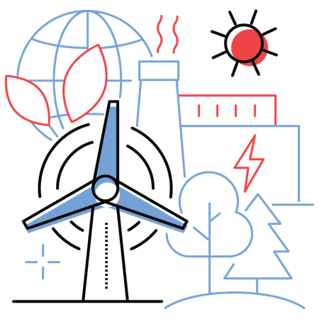 Produção de energia renovável  Ilustração