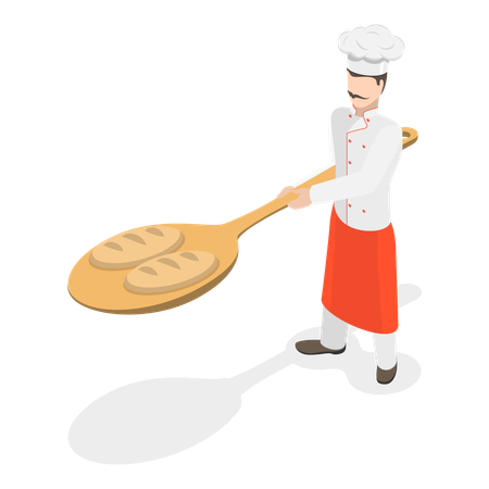 Produção de pão em padaria  Ilustração