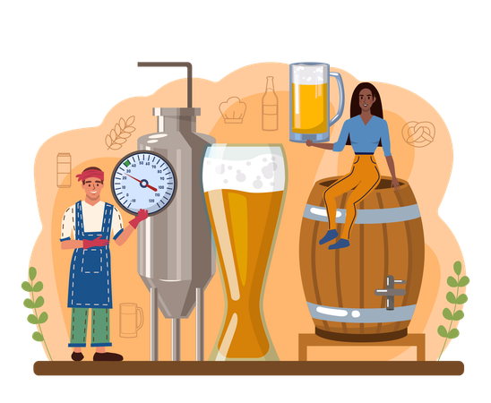 Producción de cerveza  Ilustración