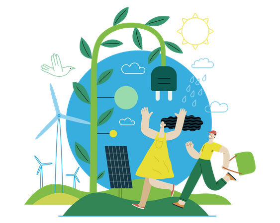 Producción de energía renovable  Ilustración