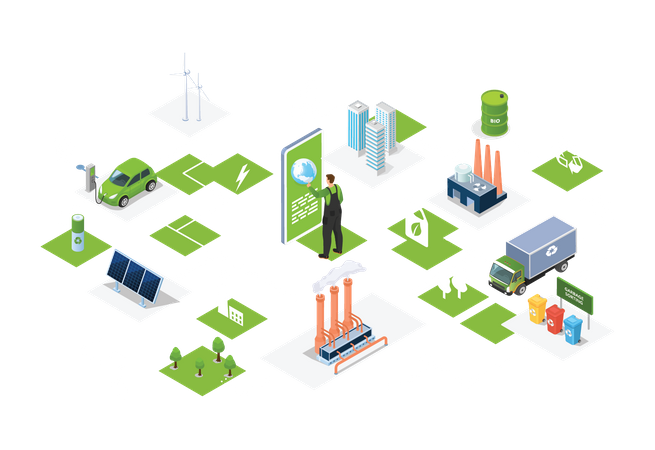 Producción de energía renovable  Ilustración