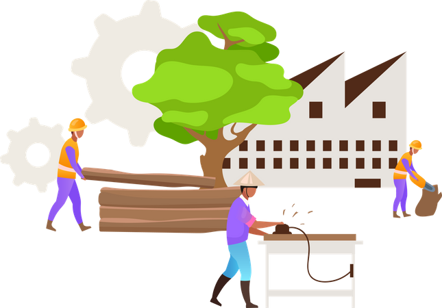 Producción de madera dura  Ilustración