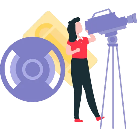 The Girl Is Recording A Movie Illustration
