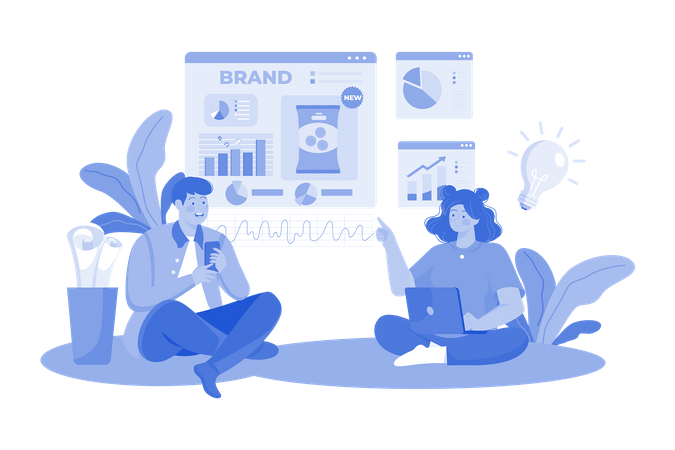 Product development team conducts market research for new product  Illustration