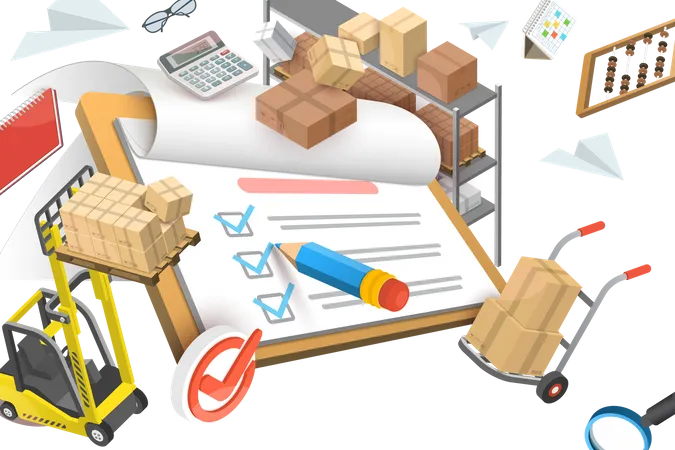 3 D Vector Conceptual Illustration Of Product Inventory Management Warehouse And Logistics Illustration