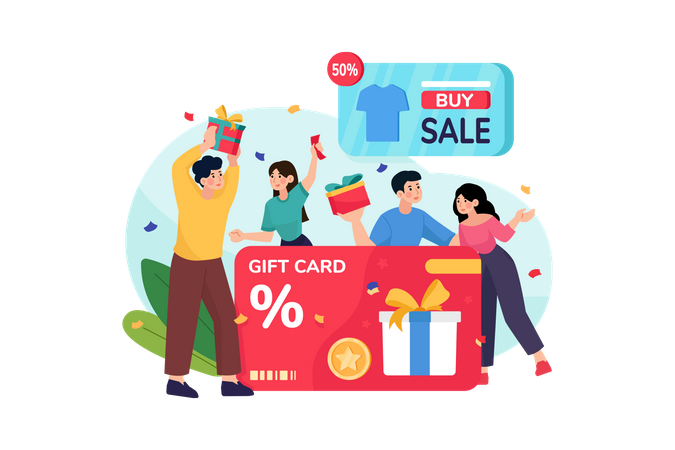 Product on sale in customer loyalty program Illustration