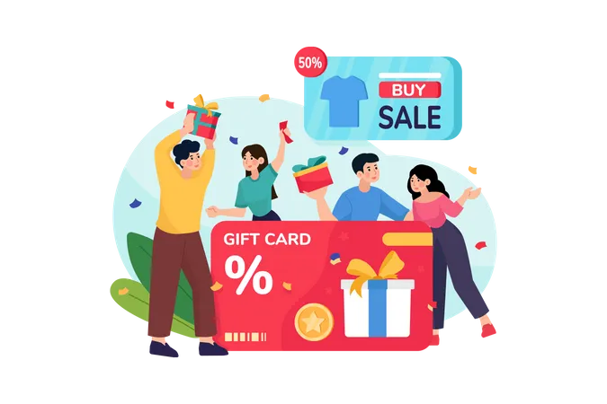 Product on sale in customer loyalty program  Illustration
