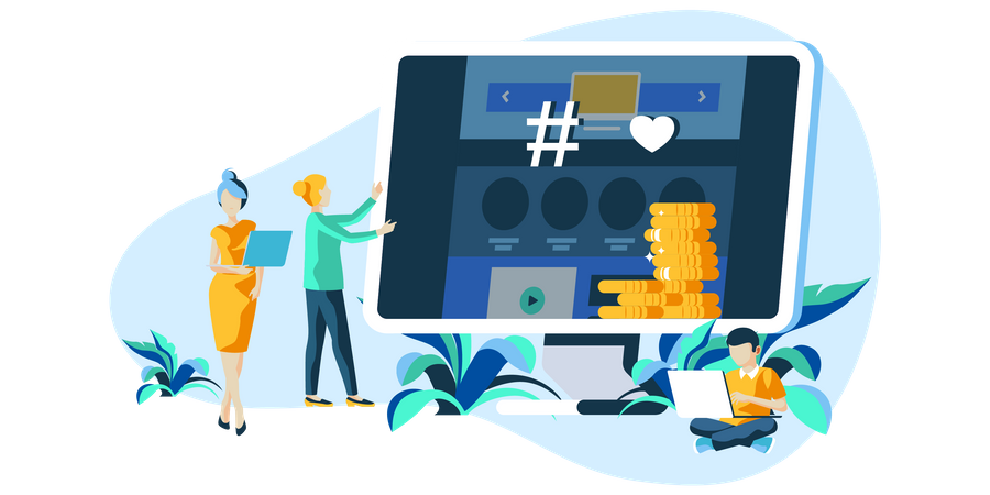 Product promotion using hashtag marketing  Illustration