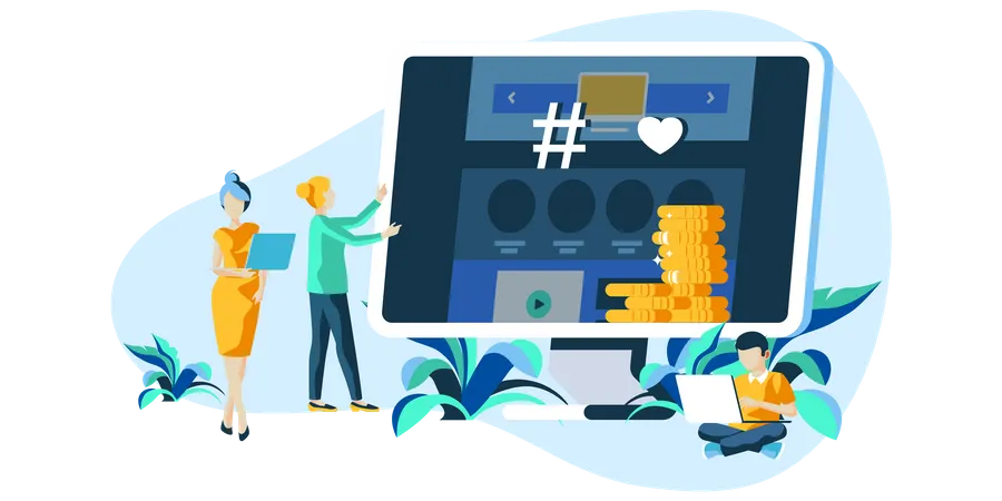 Product promotion using hashtag marketing  Illustration