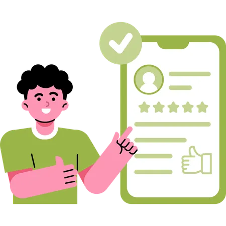 Man Give Product Review After Shopping Illustration