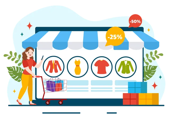 Dropshipping Business Vector Illustration With Businessman Open E Commerce Website Store And Let Supplier Ship Product In Flat Cartoon Background Illustration