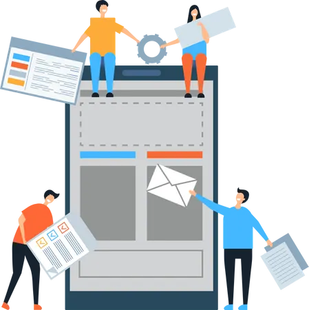 Product Team Programming Mobile App  Illustration