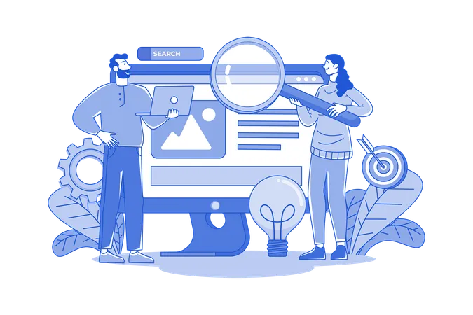 Product Team Searching Engine Optimization Illustration