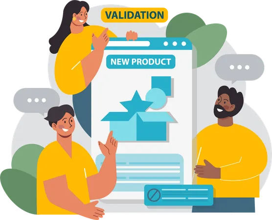 Product team working on new product prototype  Illustration