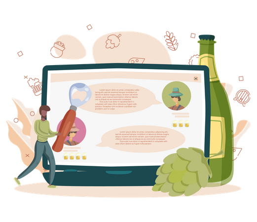 Production de bière artisanale en ligne  Illustration