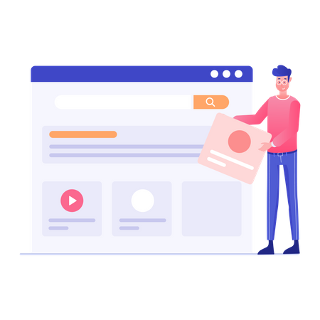 Production employee uploading products for online selling  イラスト