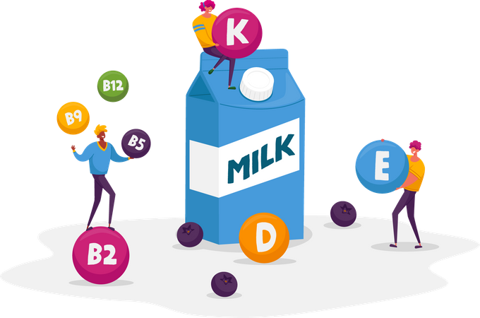 Production laitière saine et nutrition enrichie de boissons fermières  Illustration