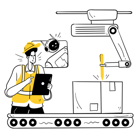 Production Line with AI Assistance  Illustration