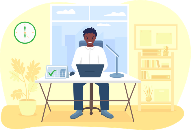 Productive male employee  Illustration
