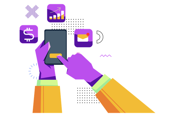 Productivity Using Smartphone  Illustration
