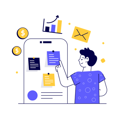 Productivity Using Smartphone  Illustration