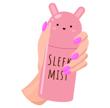 Producto para el cuidado de la piel facial y corporal en mano de mujer.  Ilustración