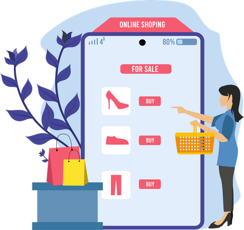 Products on sale in online shopping app  Illustration