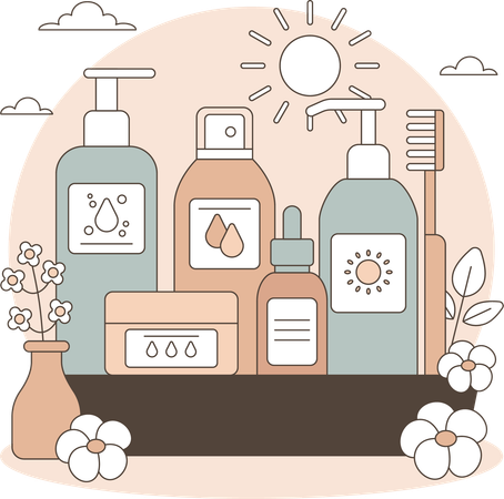 Produits de soins de la peau vendus en magasin  Illustration