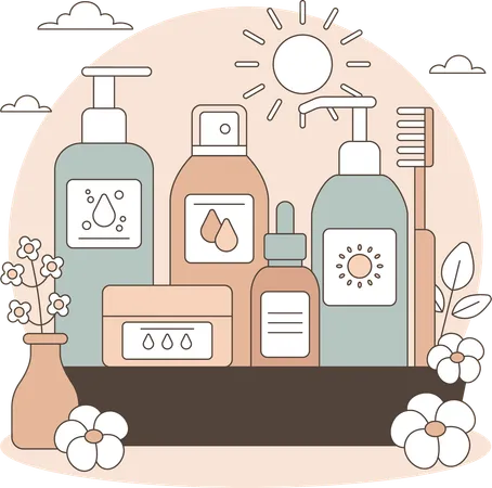 Produits de soins de la peau vendus en magasin  Illustration