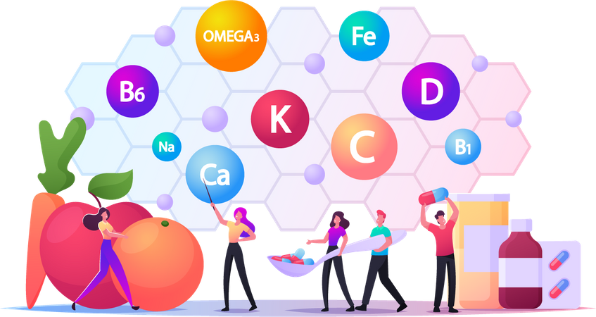 Produits sains et vitaminés  Illustration