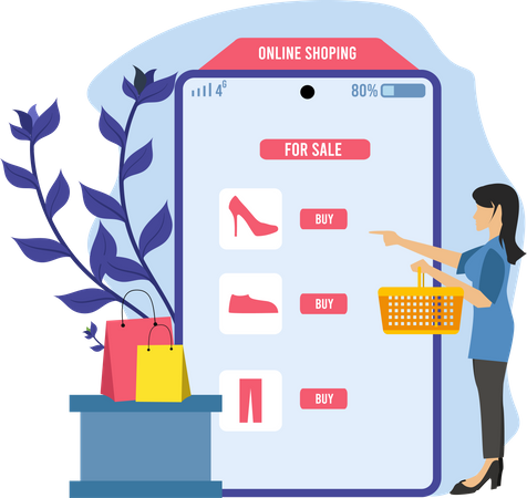 In der Online-Shopping-App zum Verkauf stehende Produkte  Illustration