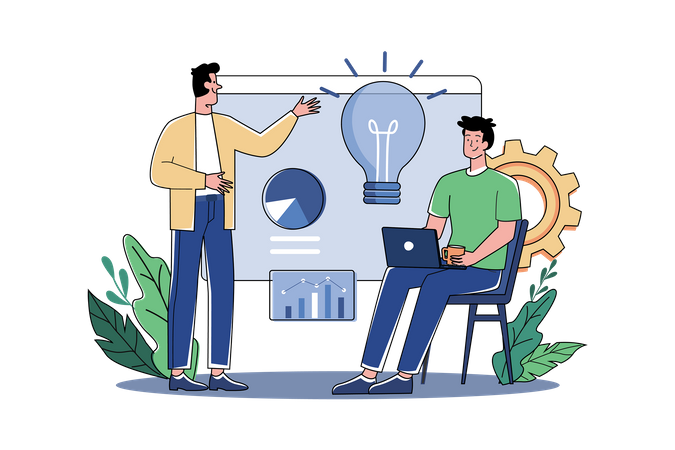 Produktteam entwickelt kreative Idee  Illustration