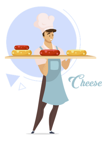 Produtor de queijo produz queijo  Ilustração
