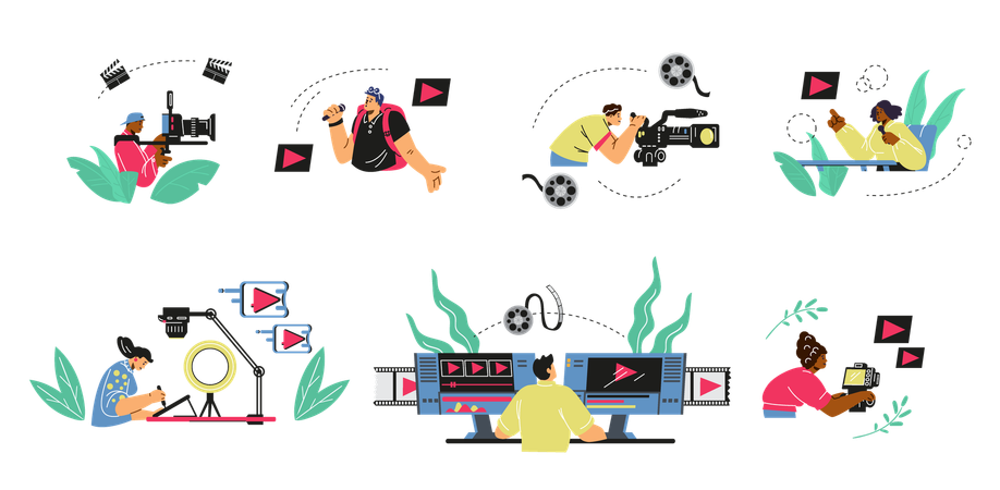 Profesionales de la industria de la producción de vídeo  Ilustración