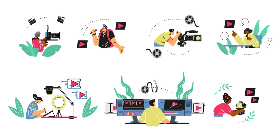 Profesionales de la industria de la producción de vídeo  Ilustración