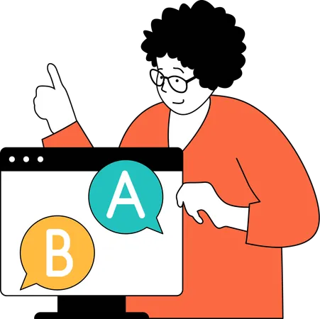Profesor enseña alfabetos abc en línea  Ilustración