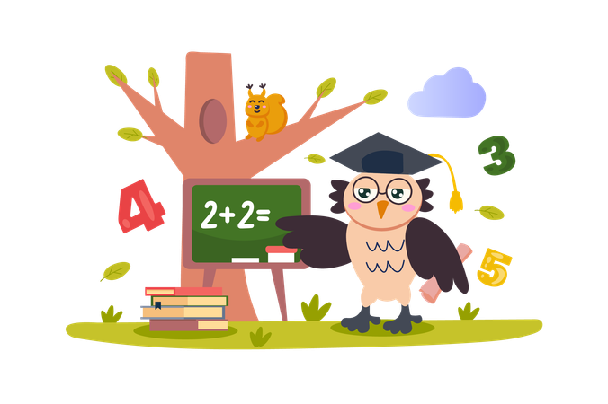 Profesor enseña matemáticas  Ilustración