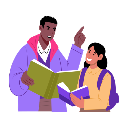 Profesor enseñando a estudiante  Illustration