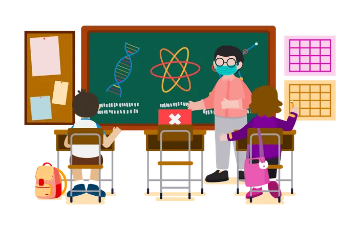 Profesor enseñando ciencias  Ilustración