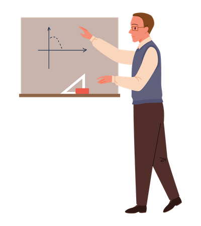 Profesor masculino enseñando matemáticas  Ilustración