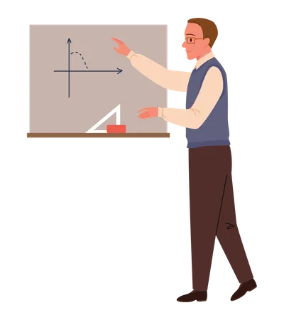 Profesor masculino enseñando matemáticas  Ilustración